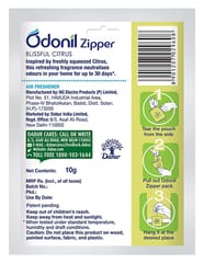 Odonil Bathroom Air Freshner Zipper (Blissful Citrus) - 10g | Instant & Long Lasting Fragrance | Lasts upto 30 days | Germ ProtectionCitrus