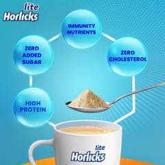 Horlicks Lite Scientifically designed for Adults High Protein, Zero added sugar Regular Malt Pouch