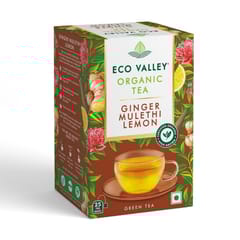 Eco Valley Organic Ginger Mulethi Lemon Tea Bags 25Nos