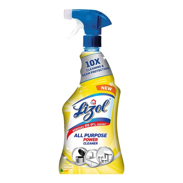 Lizol Disinfectant Multi-Purpose Power Cleaner Liquid Spray Works on Multiple Surfaces like fans, windows, doorknobs, sinks and more - 450ml