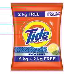 Tide Plus Double Power Detergent Washing Powder Lemon & Mint 6kg + 2kg FREE