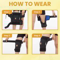 Knee Wrap Hinged With Open Patella, Rigid Biaxial Hinge, Neoprene Layer For Pain Relief,  Braces Walking, Workout And Sports, Black