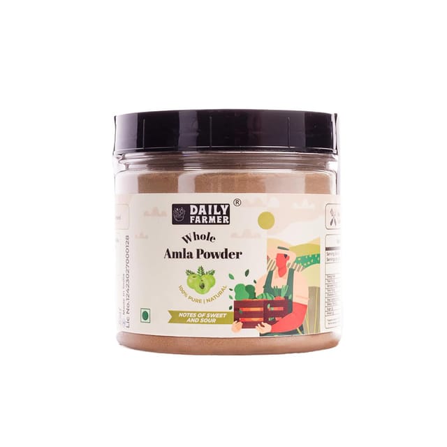 Daily Farmer Dried Seedless Amla Powder, Indian Gooseberry Powder, For Face, Body And Drinking, 100% Pure, Face Pack, No Additives - 100g