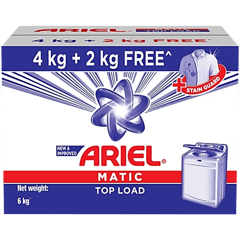 Ariel Matic Top Load Detergent Washing Powder 6 kg (4 + 2)
